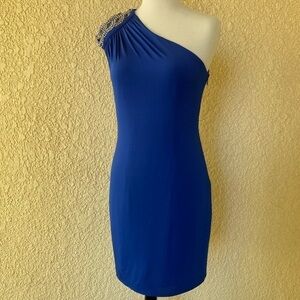 Laundry by Shelli Segal Quite Luxury Royal Blue‎ One Shoulder Mini Dress Sz. 6